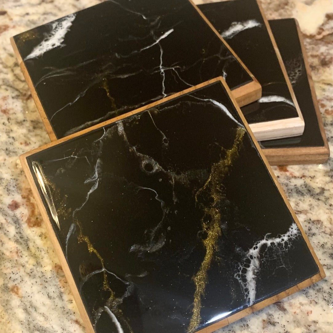 Black marble Coaster set