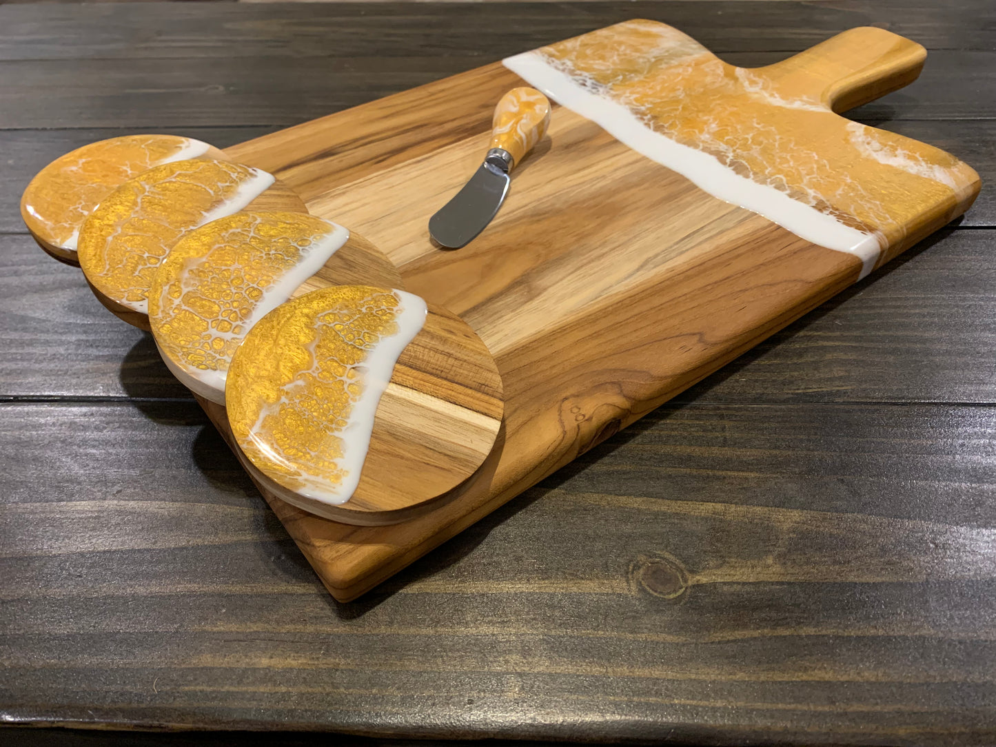 Gold wave resin charcuterie board