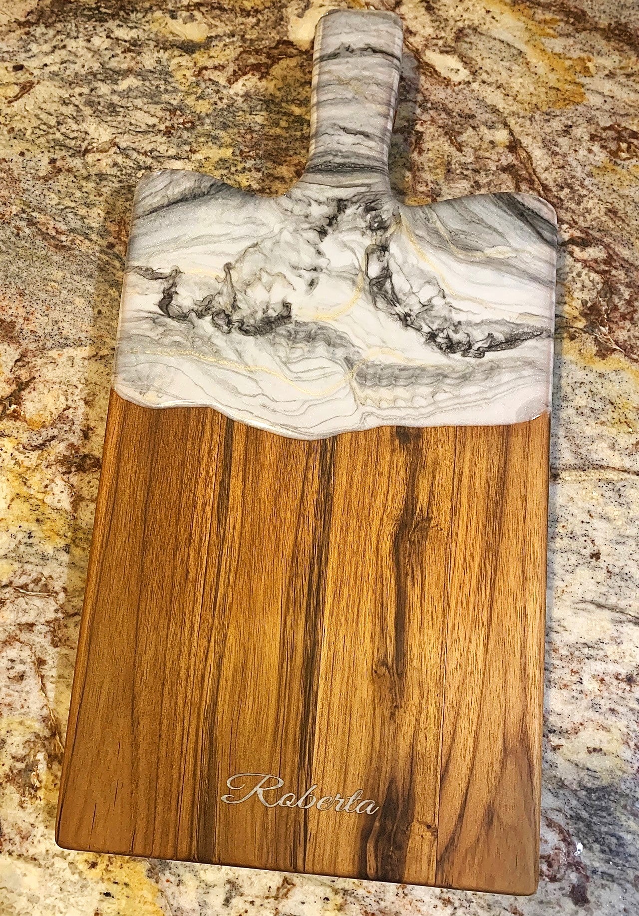 Marble look resin charcuterie board