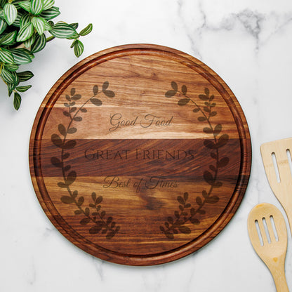 Round Charcuterie Board with Groove - 13.5” x 13.5”