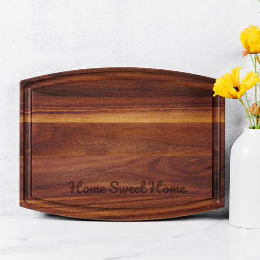 Arched Wood Cutting Board with Groove - 12" x 9"