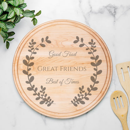 Round Charcuterie Board with Groove - 13.5” x 13.5”