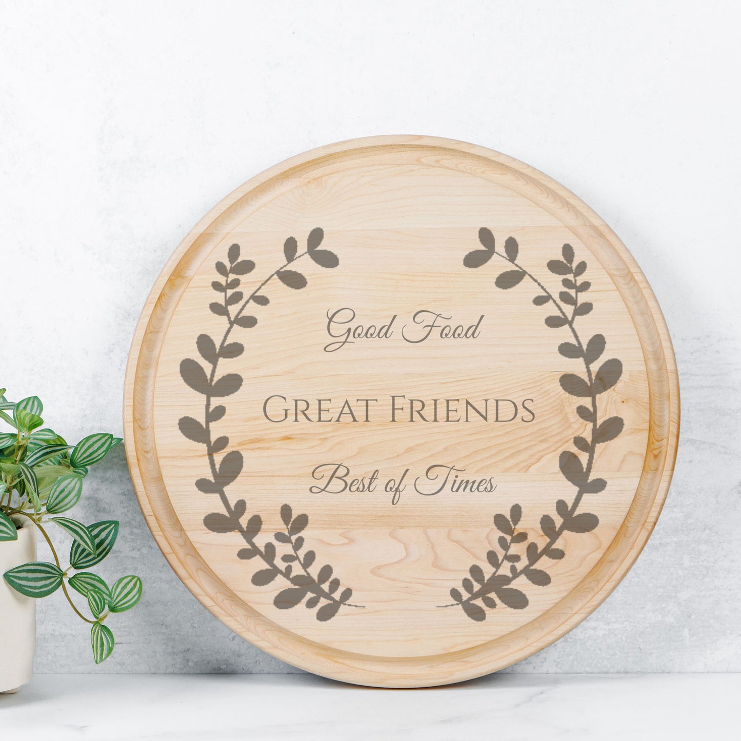 Round Charcuterie Board with Groove - 13.5” x 13.5”