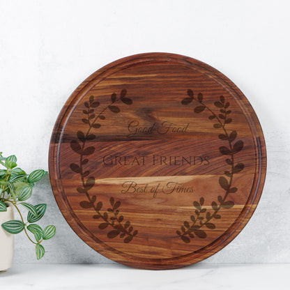 Round Charcuterie Board with Groove - 13.5” x 13.5”